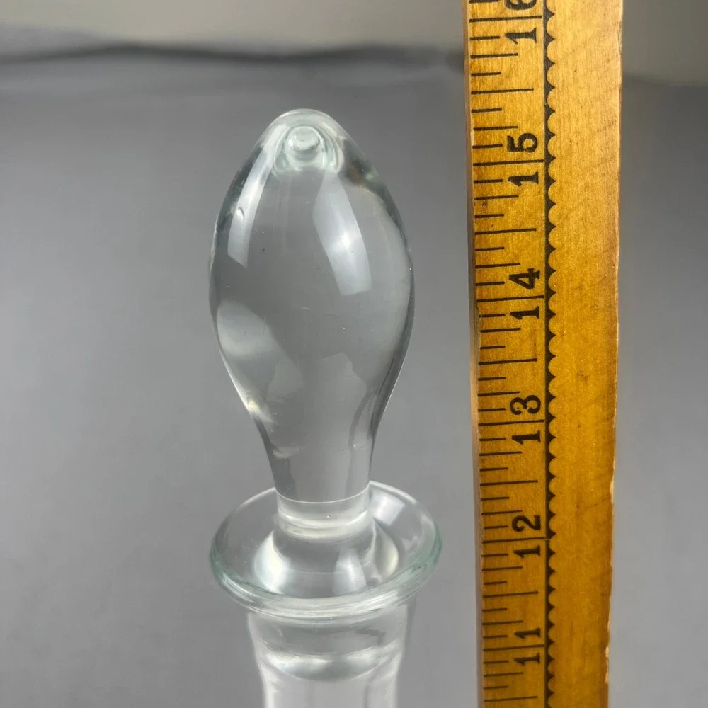 Vintage Glass Decanter 15.75in Elegance Floral Etched Stopper Barware Decor MCM